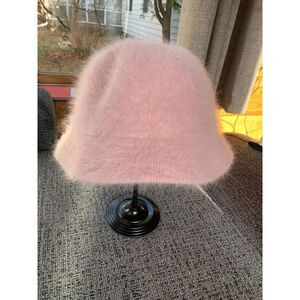 Angora & Nylon Vintage Cozy Cottage Core Pink Bucket Hat One Size